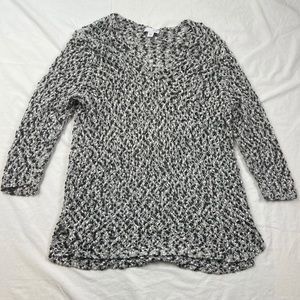 J Jill women's White Black Crochet/Knit Semi Sheer Top 100% Cotton M A030223